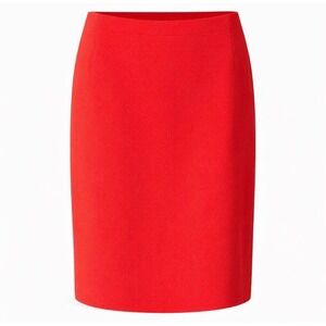 Akris Punto Red Crepe Pencil Skirt Womens US 10 High Waist‎ Hidden Zipper Career